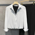 High-grade Striped Loose Silky Casual Overshirt