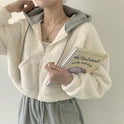 Warm Leisure Sports Loose Lamb Fur Hooded Pocket Small Plush Coat