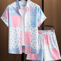 Printed Casual Men's Shirt And Shorts Two-piece Set