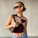 Summer New Style V-Neck Leopard-Print Mesh Camisole Women's Slim Slim Top