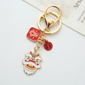 Creative Lion Dance Chunfu Alloy Keychain