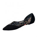 Sexy Side Hollow Flat Shoes Female Pointed Toe With Rhinestone Hollow Single