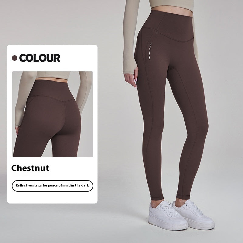 Reflective Printed Sports Leggings With Pockets