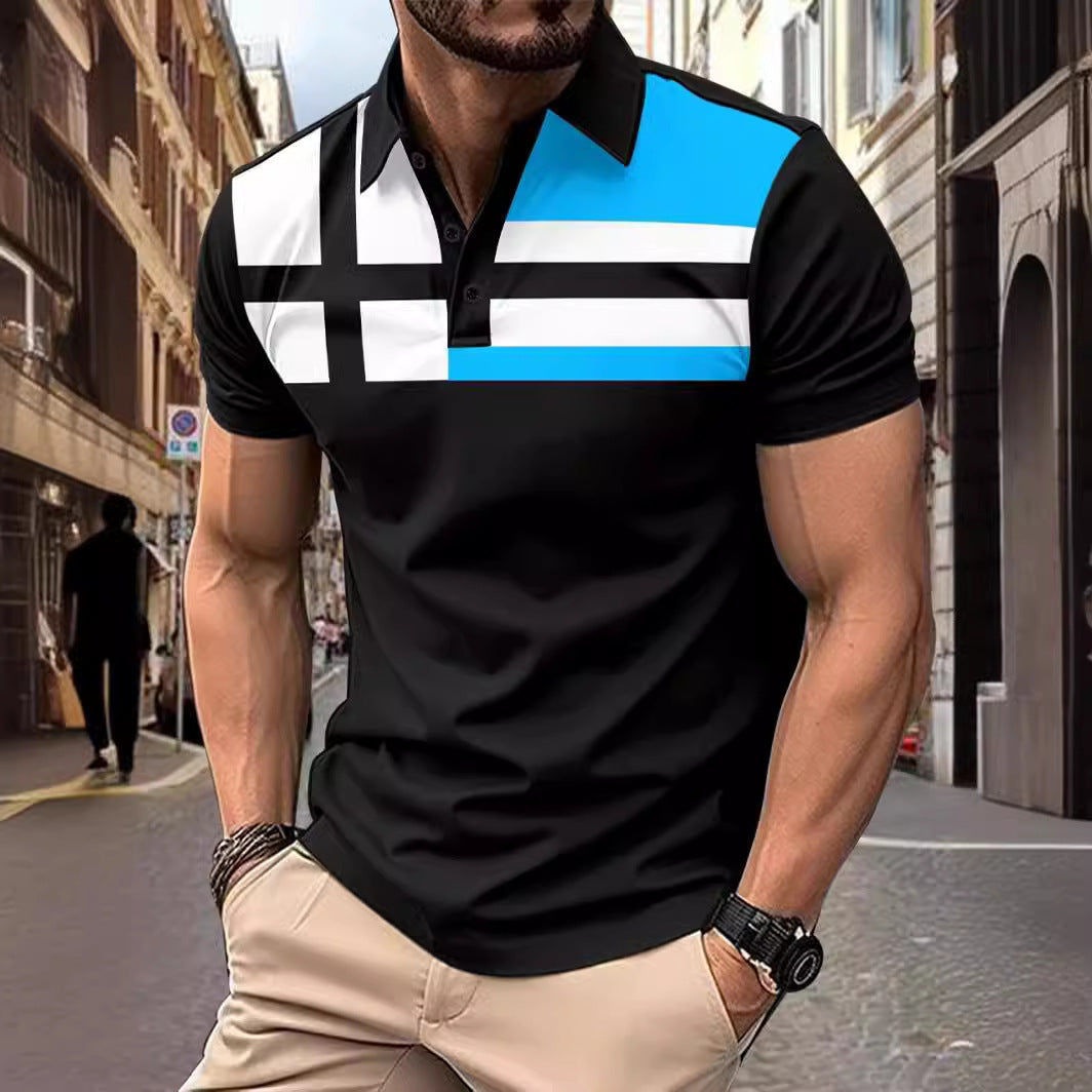 Men's Striped Printed Casual Top