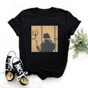 Heartbeat Lady Feather Crew Neck Printed T-Shirt Short Sleeve