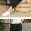 Non-stretch Thin Mid-waist Cropped Linen Casual Pants Men's Color Matching