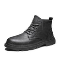 New Men's Shoes High-top Martin Boots Pig Leather Boots Solid Color