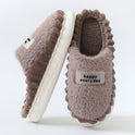 Home Slippers For Men Thick-soled Color-block Letters Fluffy Fleece  House Shoes Winter Indoor Warm Slip On Floor Bedroom Slipper