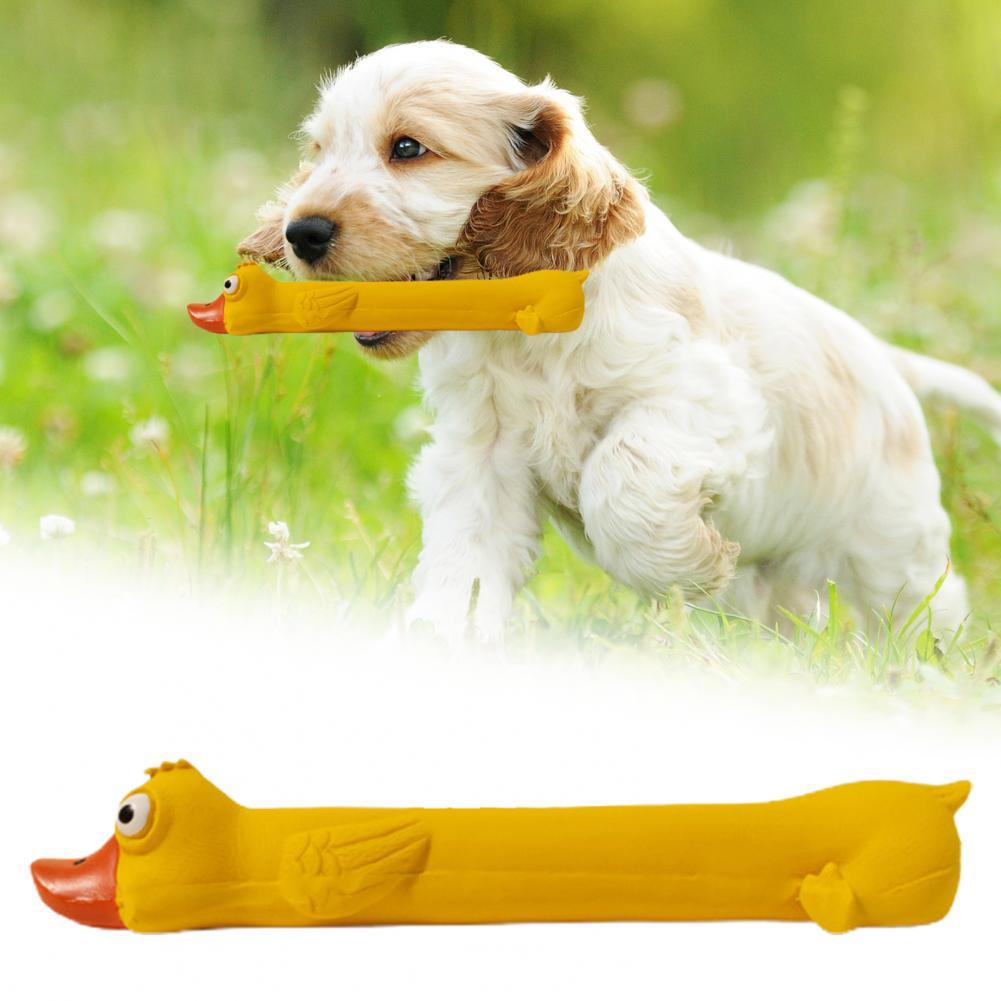 Teeth Grinding Latex Dog Toy Dental Health Durable Dog Toy Cute Yellow Duck Design Squeak Dog Toy For Teeth Boredom Relief