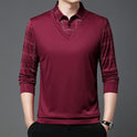 Men's Autumn False Two-piece Shirt Collar T-shirt Long Sleeve Knitwear Top