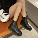 Thick-soled Comfortable Round Toe Thick Heel Side Zipper British Style Short Boots