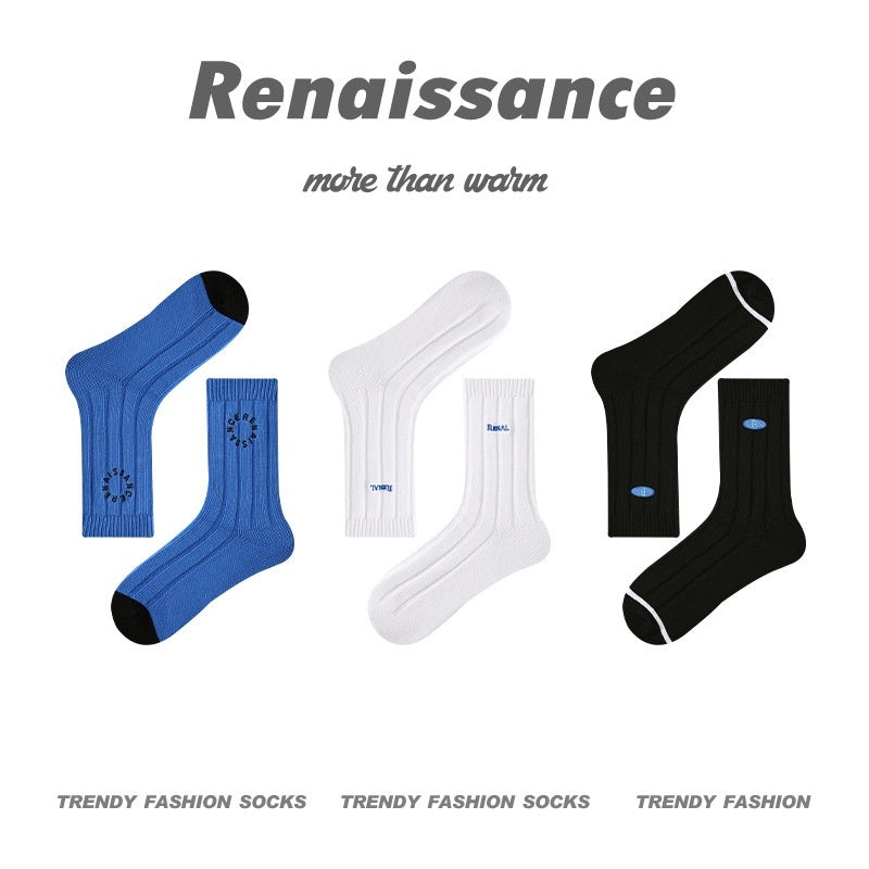 Renaissance Original Tube Socks Simple Letters Men