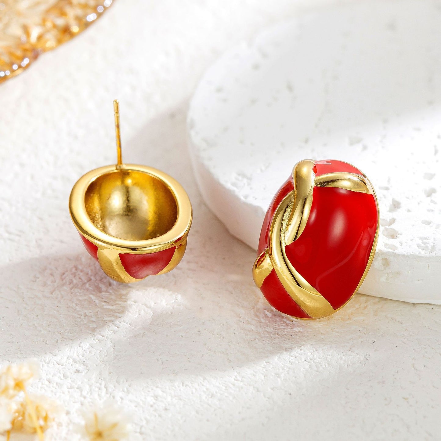 Vintage Egg Surface Enamel Enamel Earrings Women