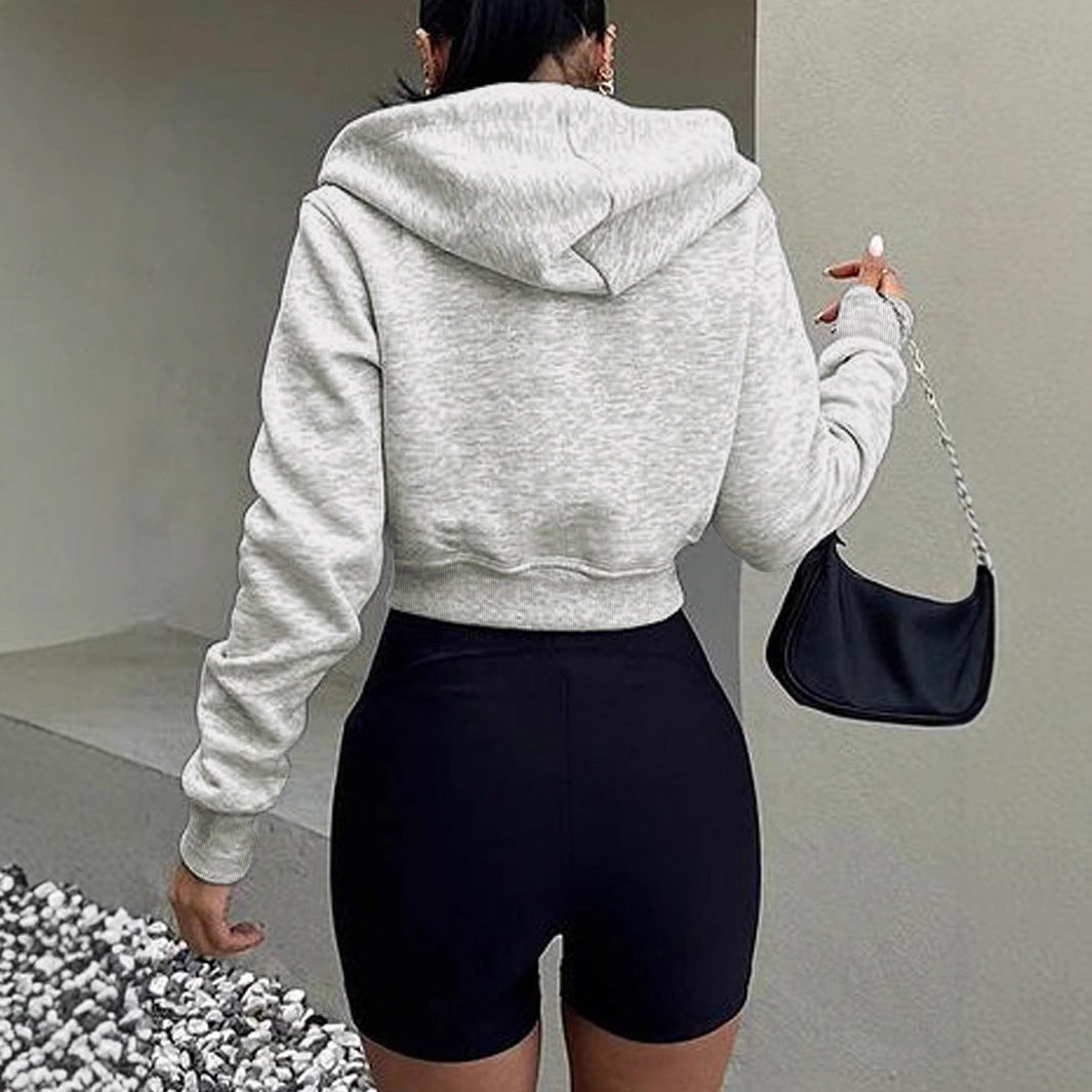 Long Sleeve Hooded Zip Cardigan Casual Sweatshirt