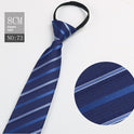 Black Men's Tie Striped Blue Business Tie Lazy Zip Tie In Stock Wholesale Pull Peels