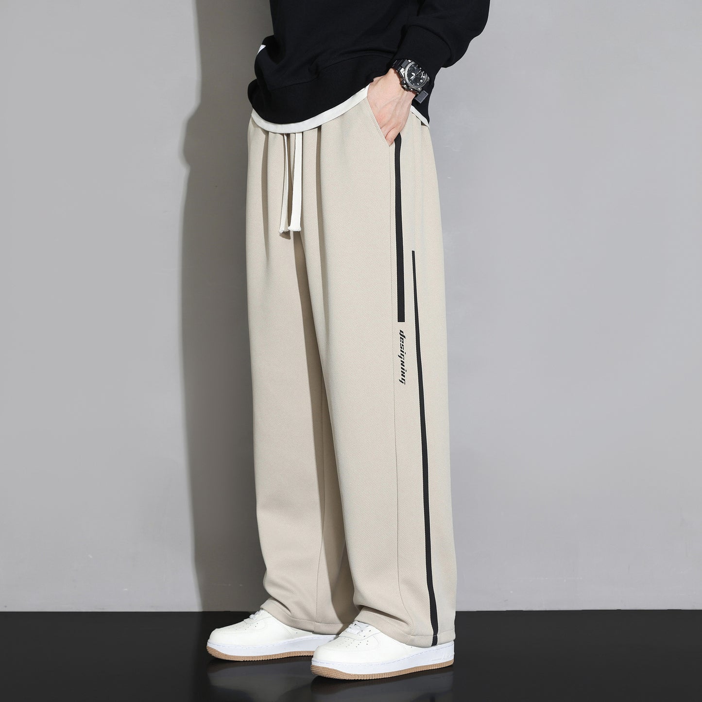 Sweatpants Men's Straight Casual Trousers Loose Wide Leg Sports Pants