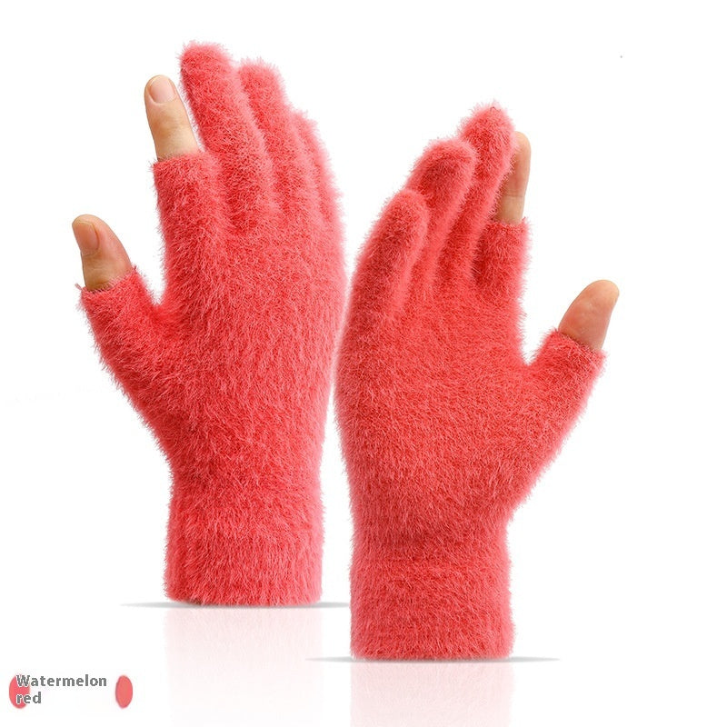 Autumn And Winter Fashionable Warm Exposed Two Finger Gloves