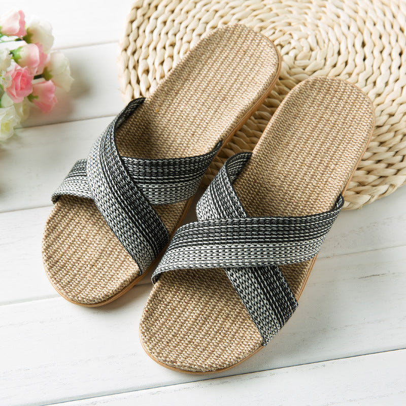 Linen Home Indoor Silent Non-slip Platform Sandals And Slippers