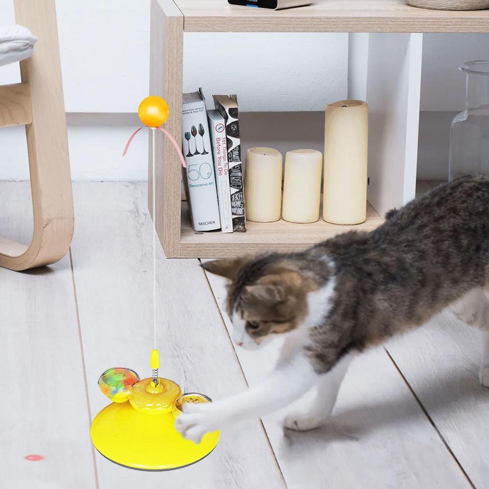 Cute Cat Fur Ball Cute Cat Teaser Wand Pet Products Spring Toy Cat Interactive Toys With Suction Cup Scratcher Toy Cat Supplies