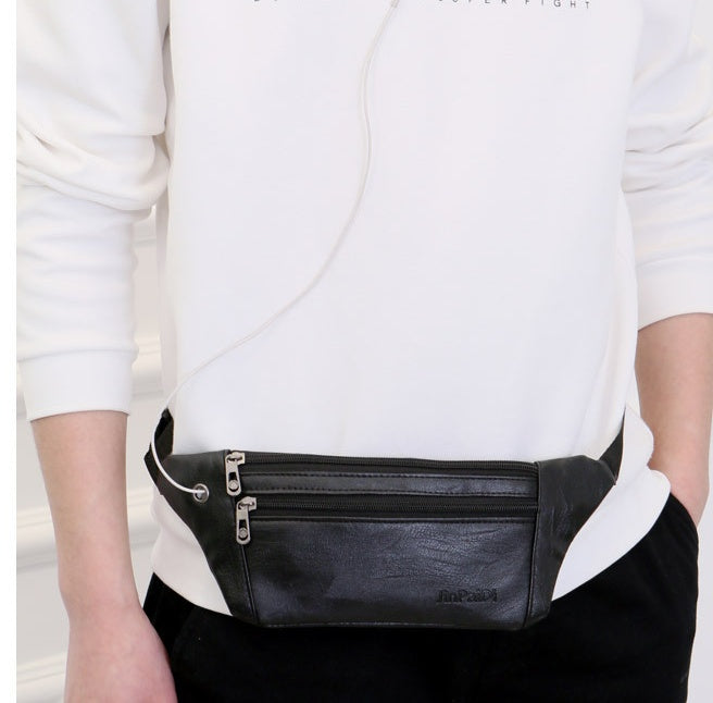 Ultra-thin PU Men's Belly Phone Waist Bag