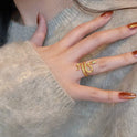 Real Gold Plated Snake-shaped Zircon Ring