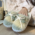 Autumn And Winter New Bow Tie Cotton Slippers Ladies Outside The Girl Heart Warm Plush Indoor Home Monthly Shoes Cotton Slippers