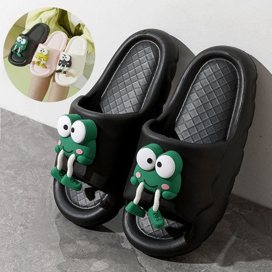 New Cartoon Frog Slippers Indoor Soft Soled Non-slip Floor Bathing Slipper For Women House Shoes Summer Couple Slippers