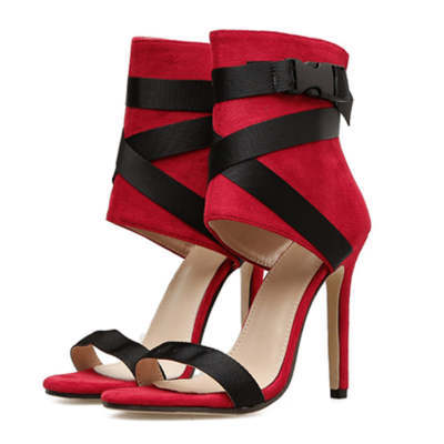 Open Toe Fashion Style Woven Buckle Stiletto Heels Peep Toe Women's Shoes