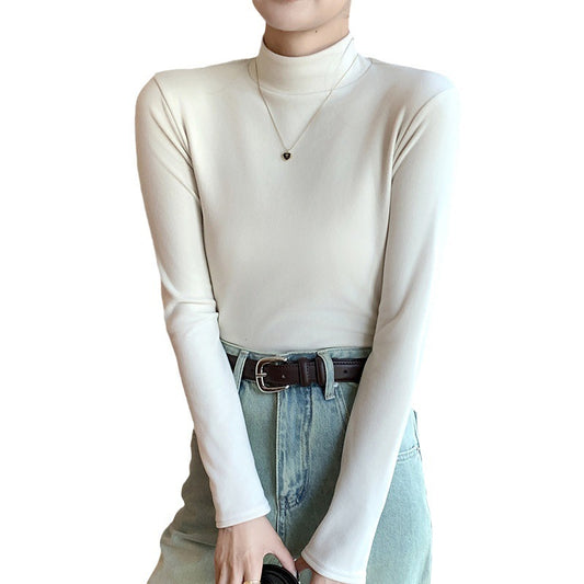 Half Turtleneck Double-sided Dralon Bottoming Shirt For Women Spring And Autumn