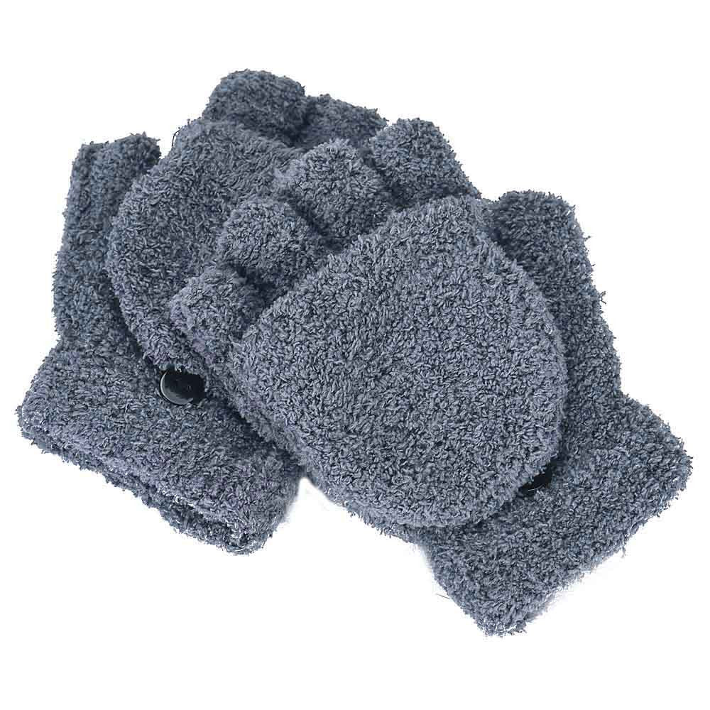 Coral Fleece Flip Half-finger Gloves, Writing And Internet Travel Warm Gloves