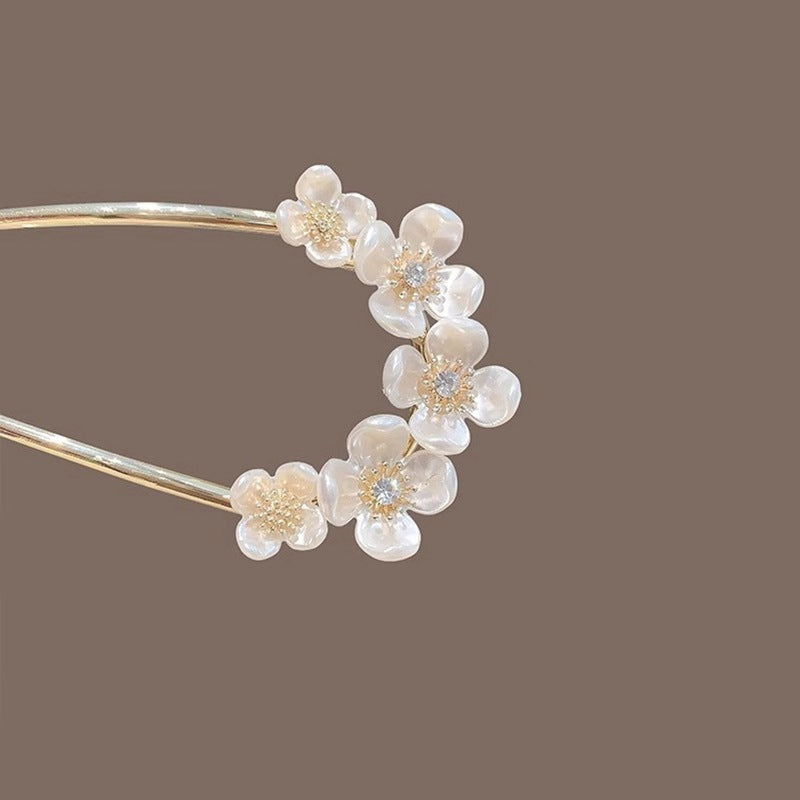 High-end Elegant Pearl Flower U-shaped Hair Pin Back Head Simple Modern