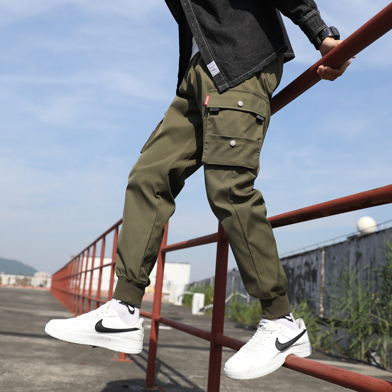 Men's Hong Kong Style Casual Ankle Banded Pants Sports