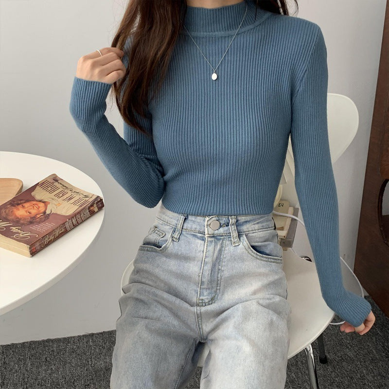 Women's Turtleneck Long-sleeved Shirt Pullover Wool Base Shirt