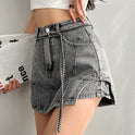 Irregular Stitching Retro High Waisted Denim Skirt