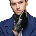 Winter Men's Warmth Plus Fleece Thickened PU Leather Gloves