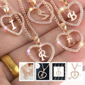 26 Letters Heart-shaped Zircon Pendant Necklace Stainless Steel Gold Color Chains Jewelry Birthday Gift For Women