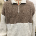 Fall Winter Men Simple Contrast Color Polar Fleece Thermal Sweater