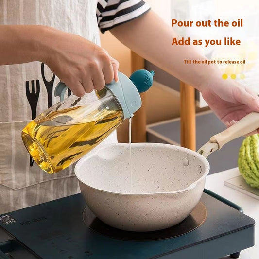 Glass Oiler Brush Cover Integrated Household Leak-proof Oil Bottle Baking And Barbecue Non-oil-stick Bottle