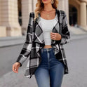 Women's Fashion Plaid Contrast Color Coat