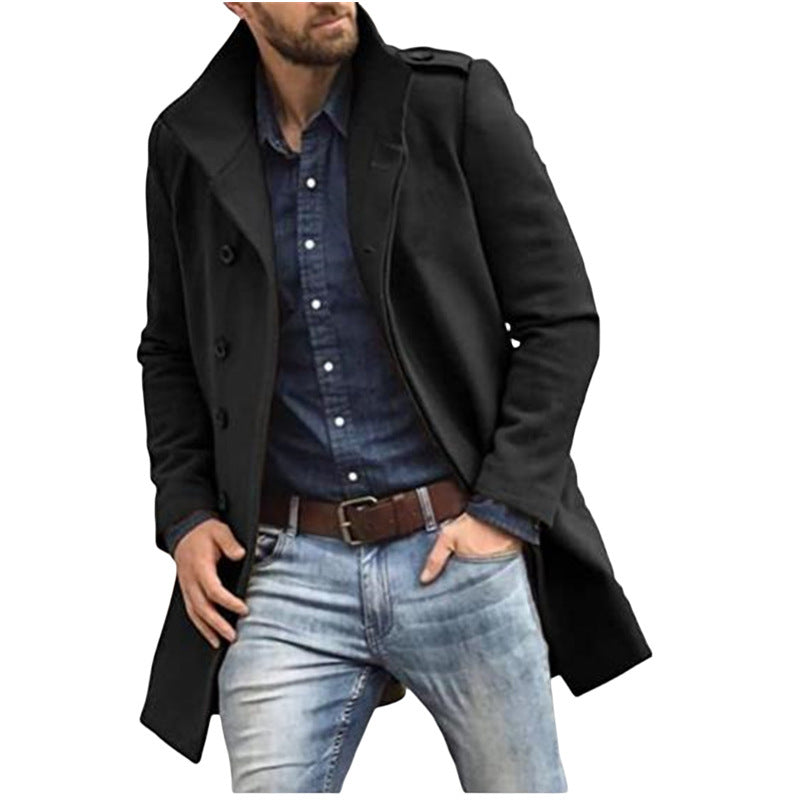 European Style Woolen Men's Coat Autumn And Winter New Thickened Coat