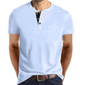 European And American Men's Short Sleeve Button Pocket