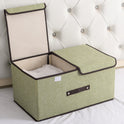 Cotton And Linen Fabric Double Lid Storage Box Foldable