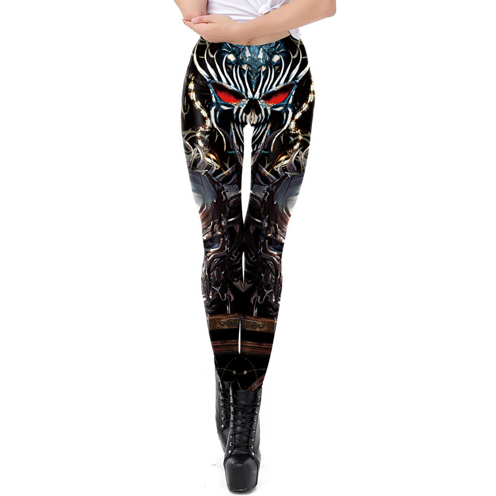 Mechanical Print Leggings Summer New Style All-Match Slim Pencil Feet Pants