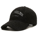 Lamb Wool Hat Autumn And Winter Letter Embroidered Peaked Cap