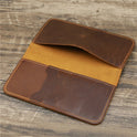 1082 Men's Leather Crazy Horse Leather Long Wallet Card Holder Air Ticket Check Bag