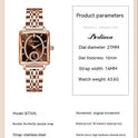 Fashionable Rose Gold Square Women's Diamond Two-pin Half Watch