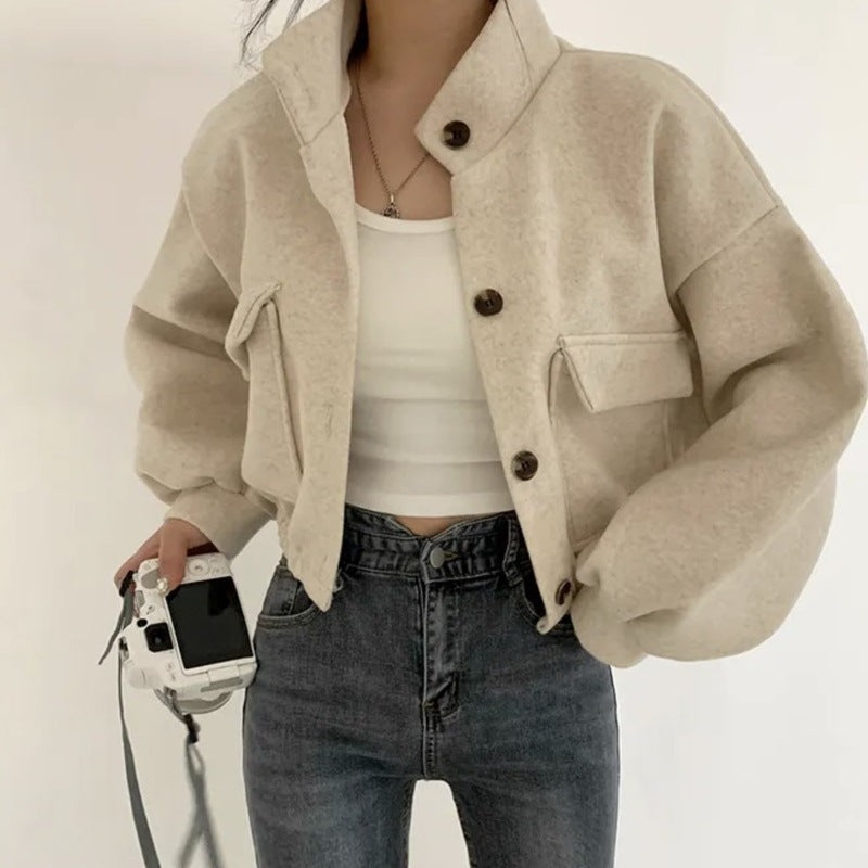 Short Idle Style Loose Casual Woolen Woolen Coat