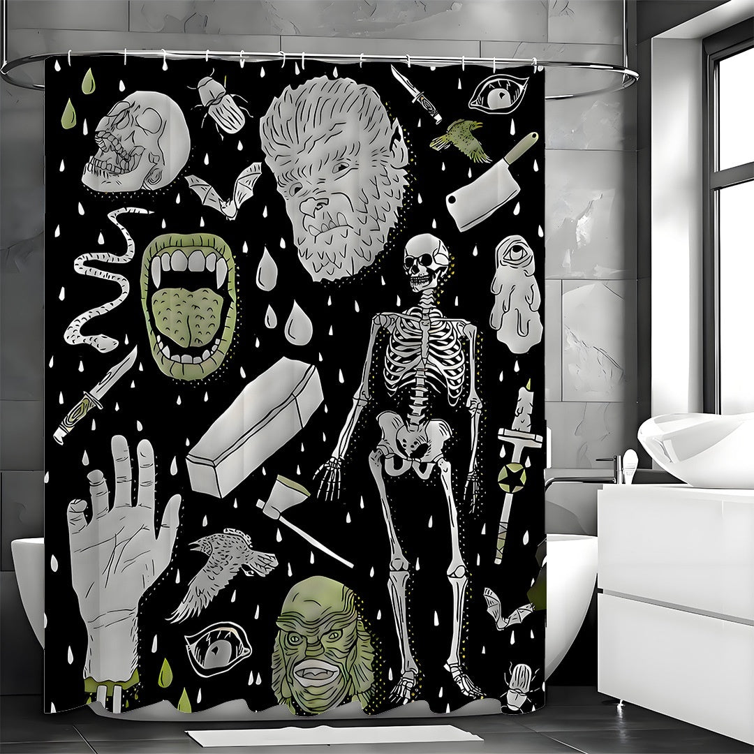 Printed Polyester Shower Curtain Waterproof Impermeable Hanging Partition Bathroom Curtain