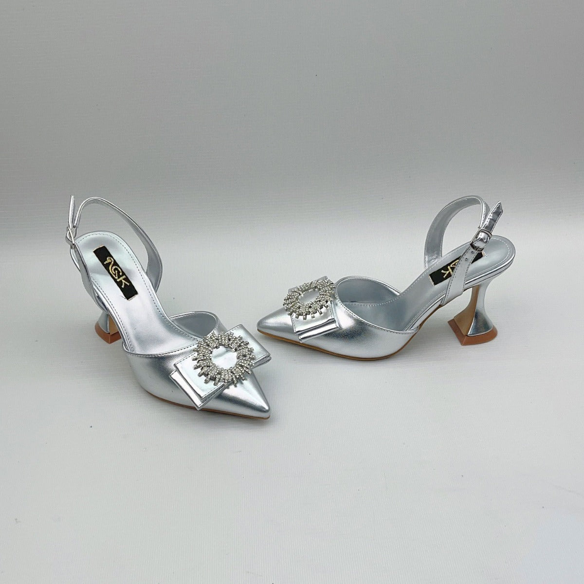 European And American Pointed Toe Rhinestone Closed Toe Strap High Heel Sandals