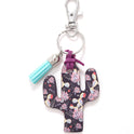 Wooden Cactus Keychain Leopard Flower